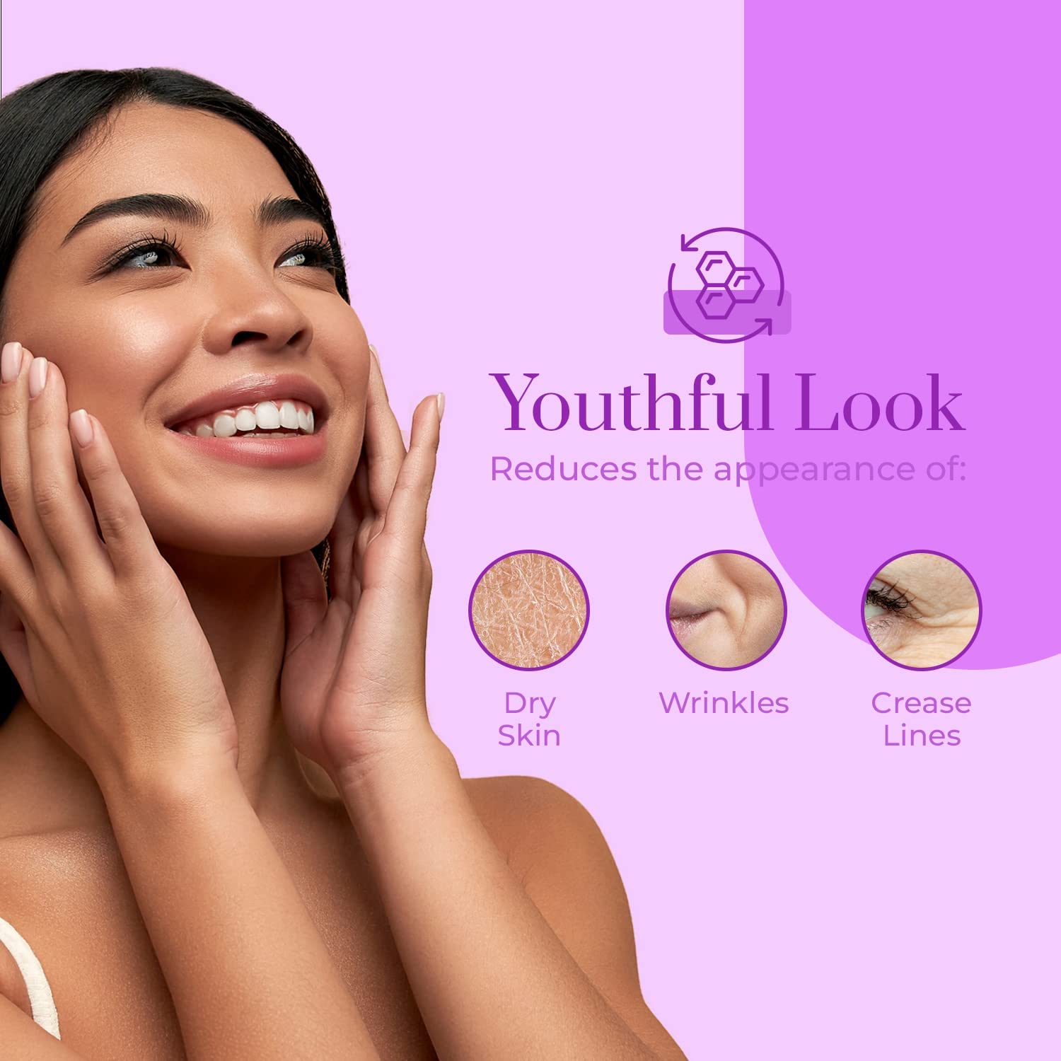 Ingredients scene featuring collagen, shea butter, and vegan glycerin in Clear Beauty