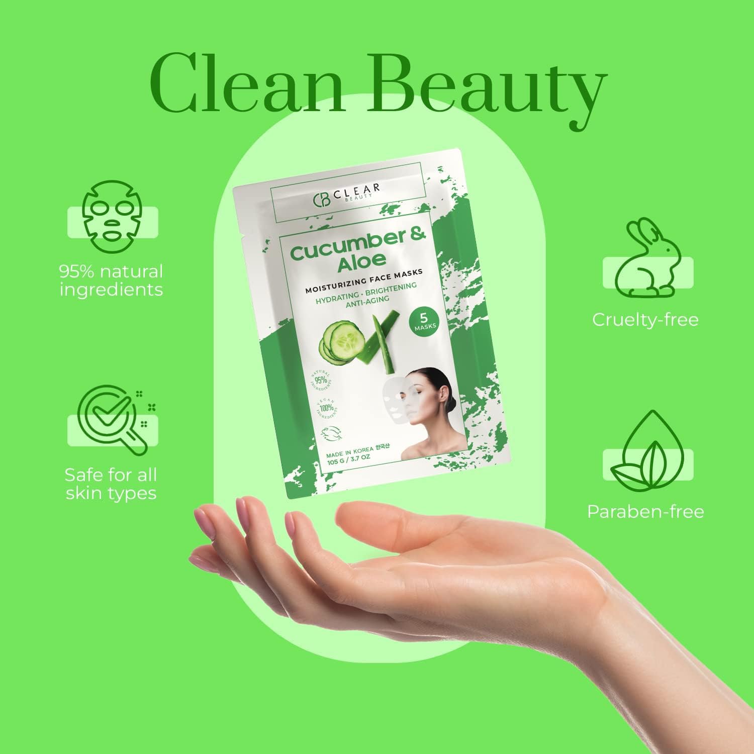 Gel texture of Clear Beauty mask offers cooling comfort and hydration