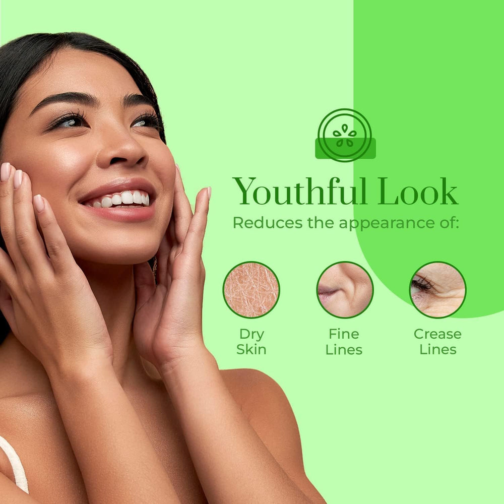 Close-up of natural cucumber and aloe ingredients in Clear Beauty mask