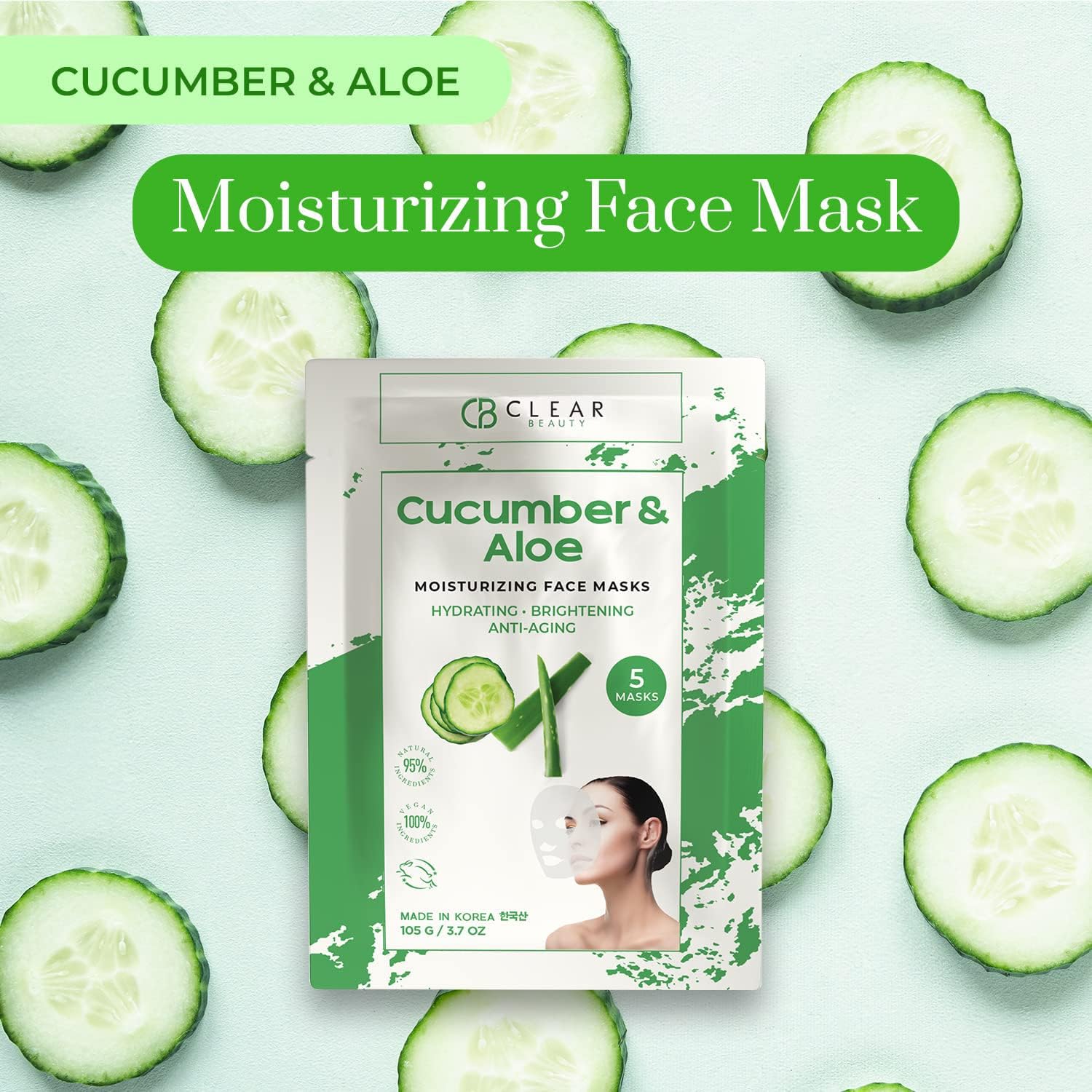 Nightstand-ready Clear Beauty cucumber aloe mask for quick refresh anytime