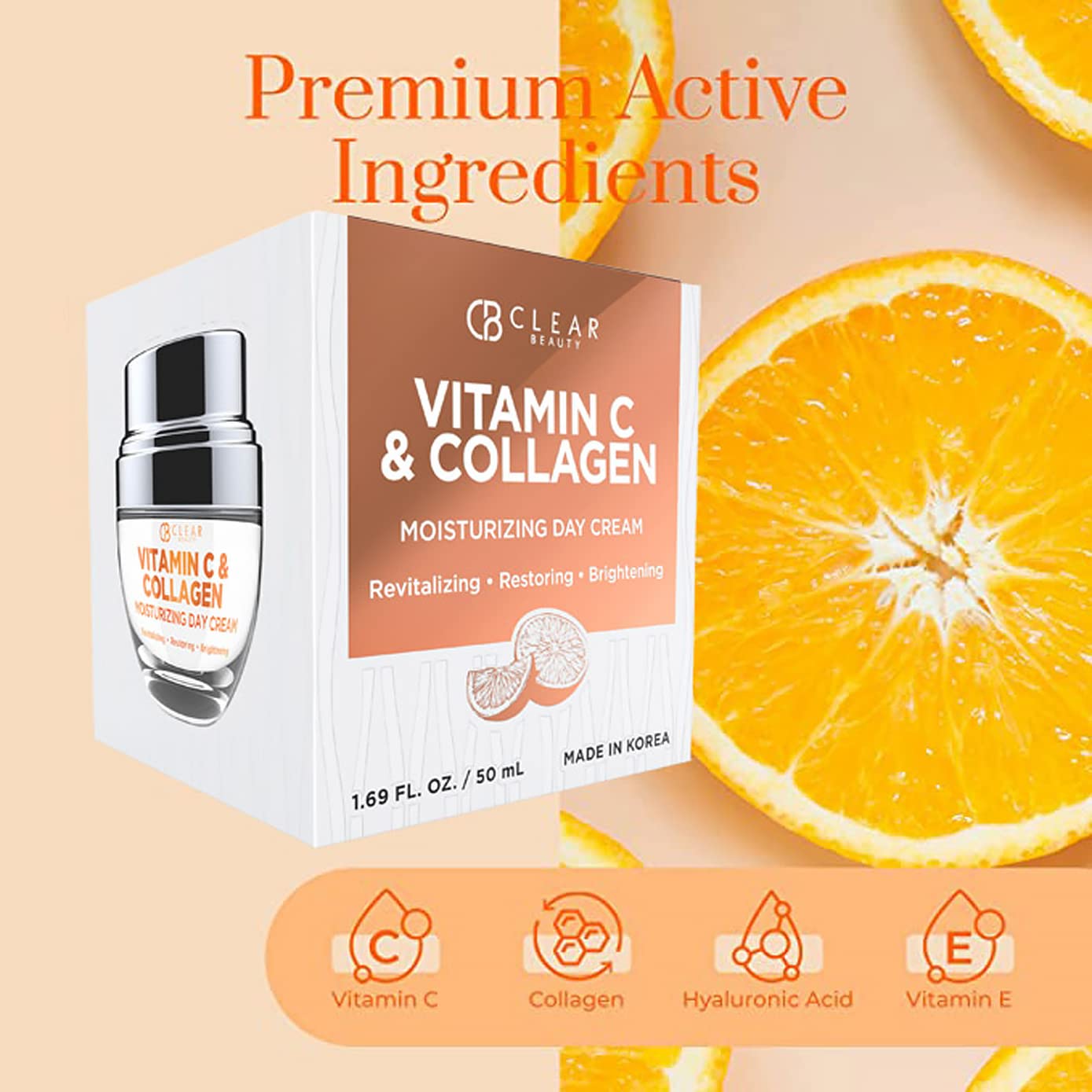 Dispensing bottle of Clear Beauty moisturizer ready for easy application