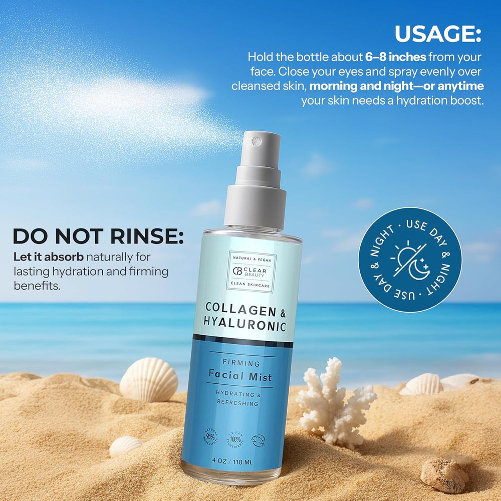 Mist sprayed on neck to refresh during the day with Clear Beauty