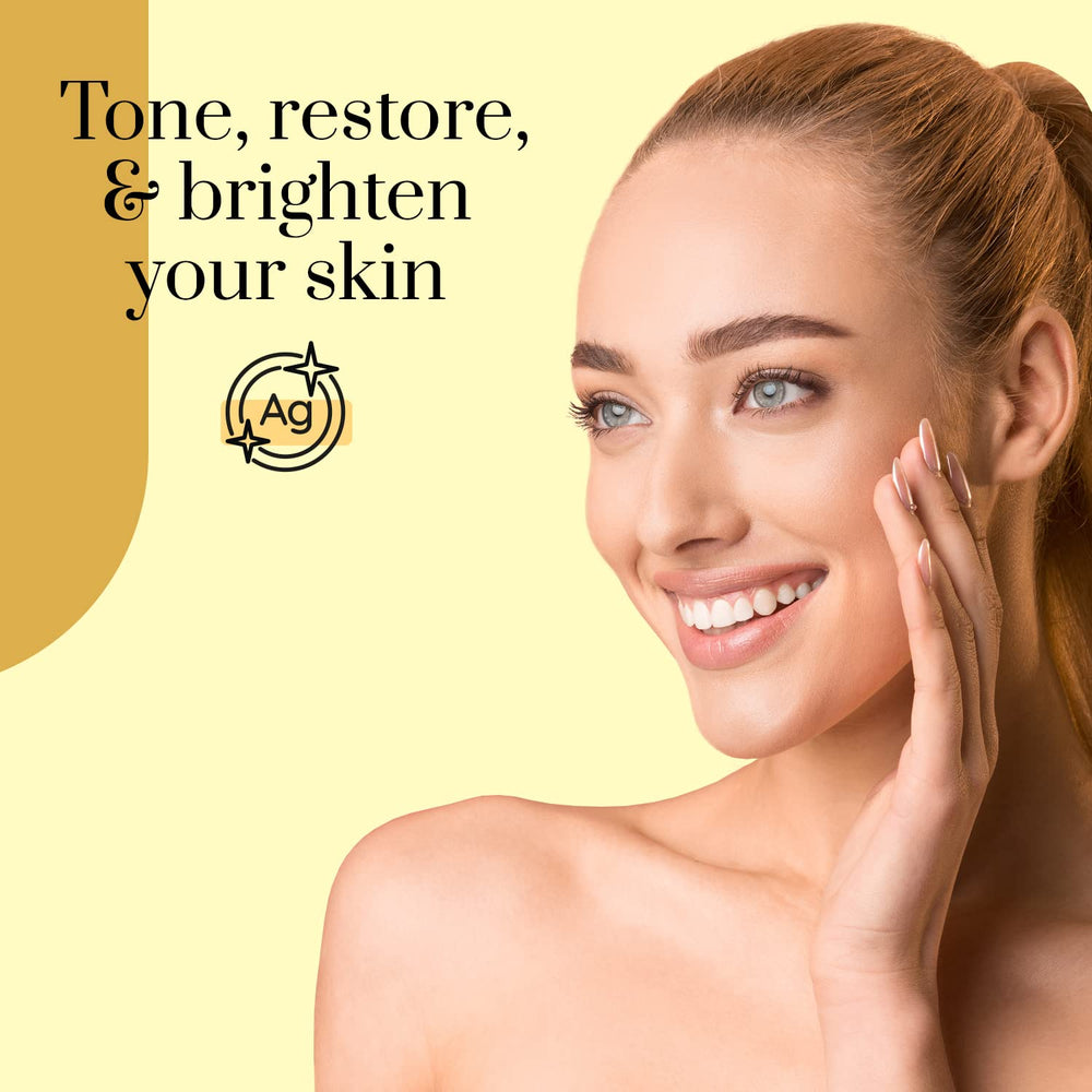 Clear Beauty 24K Gold and Collagen ingredients pictured for skin nourishment.