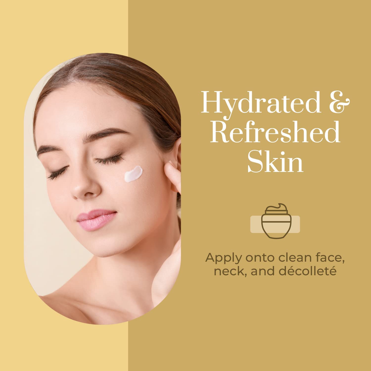 Clear Beauty 24K gold and collagen ingredients visual highlights antioxidant and moisturizing components.