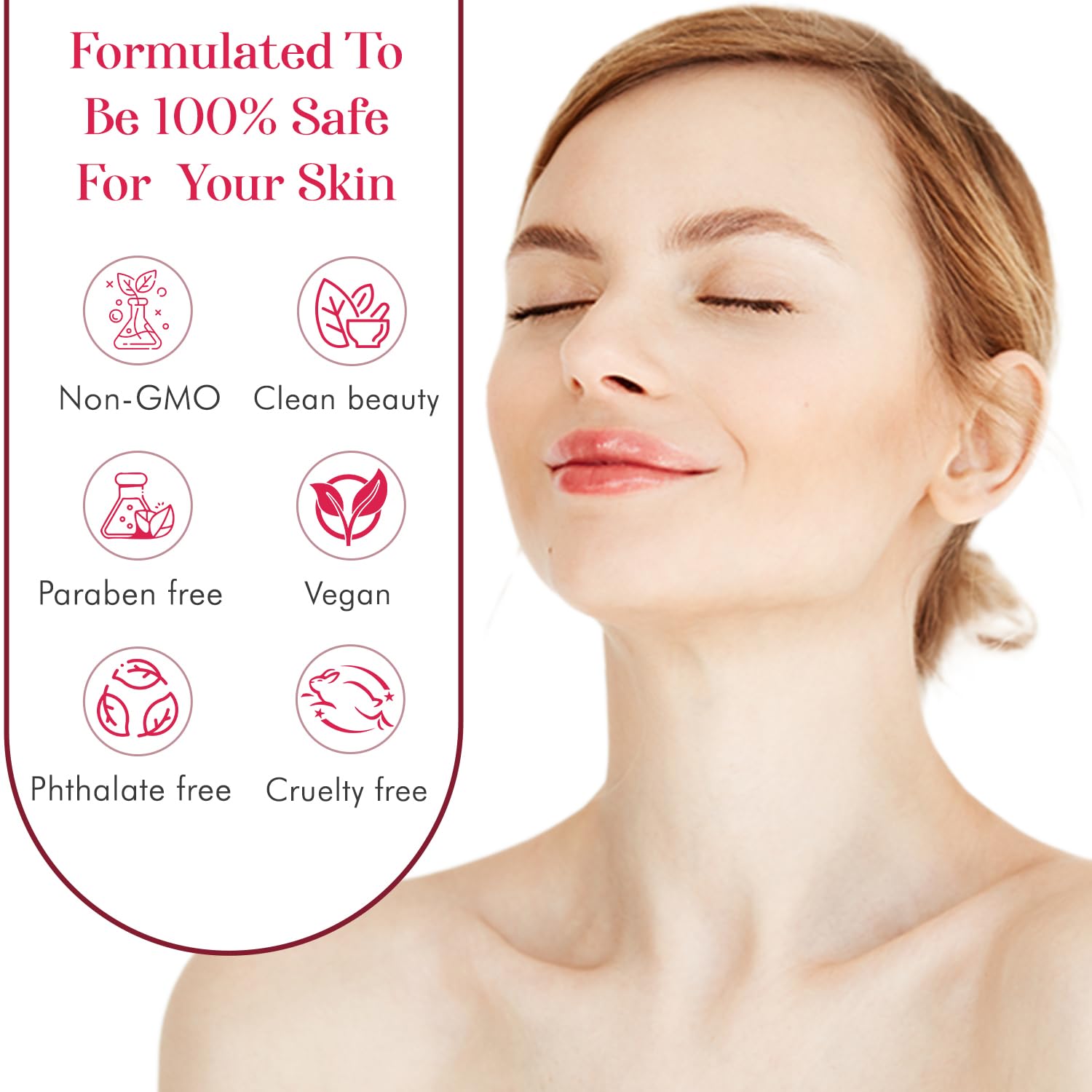 Clear Beauty night routine step visual showing application on face and neck.