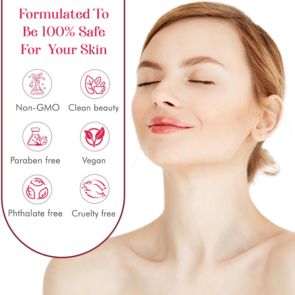 Clear Beauty night routine step visual showing application on face and neck.