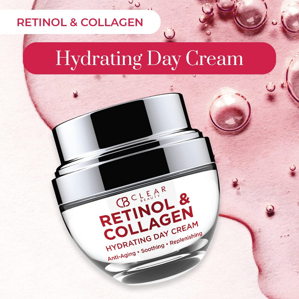 Makeup-ready finish with Clear Beauty retinol-collagen moisturizer on skin