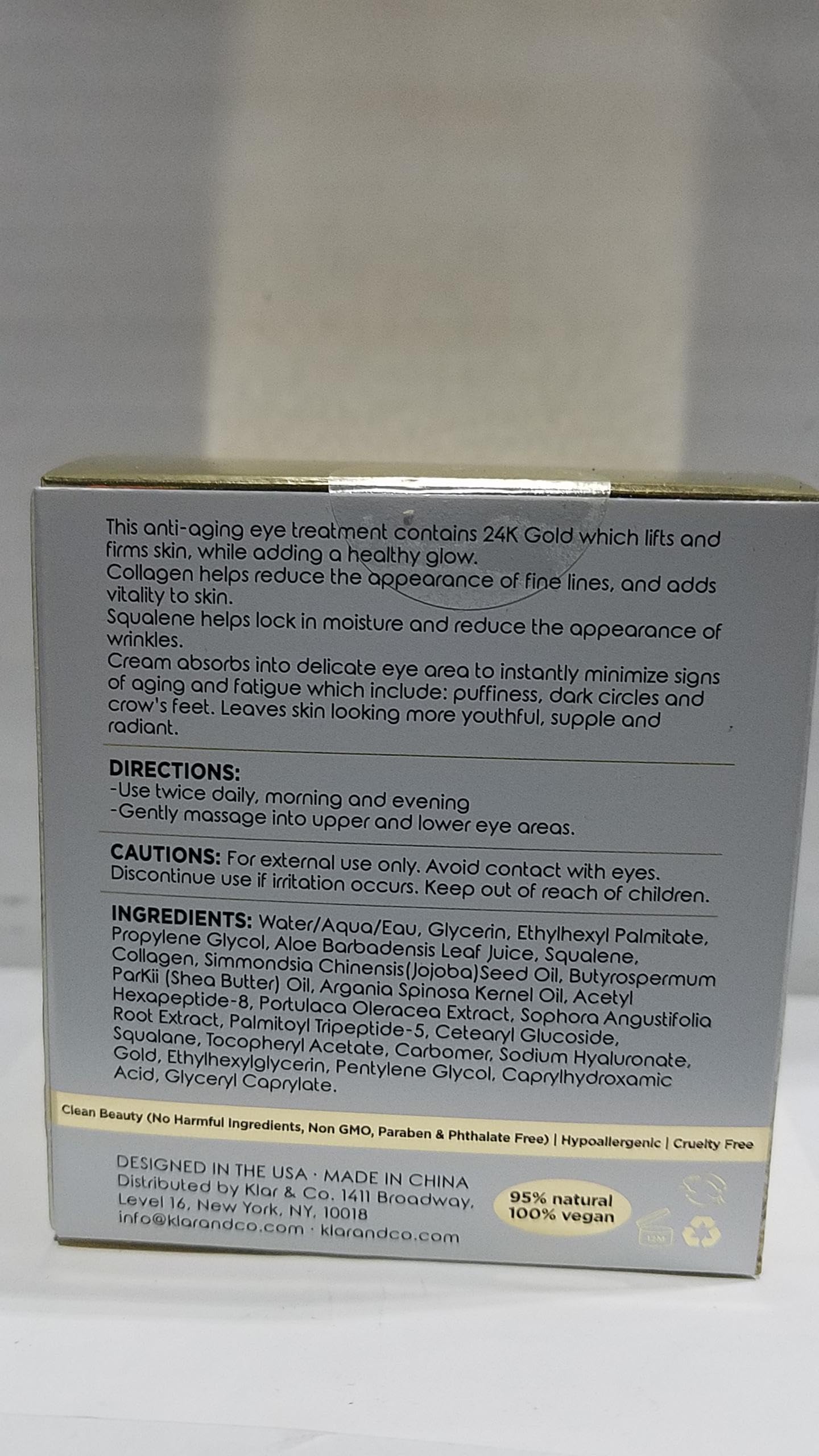 Subtle firming around the eye contour with Clear Beauty under-eye cream.