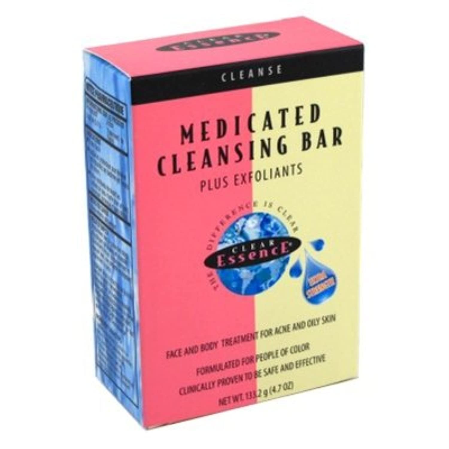 Clear Essence medicated cleansing bar with exfoliants, front view for daily cleansing.