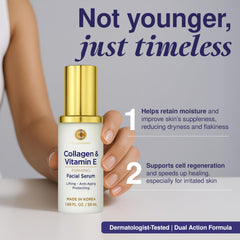 Clear Visage serum dropper ready for easy AM/PM application on skin.