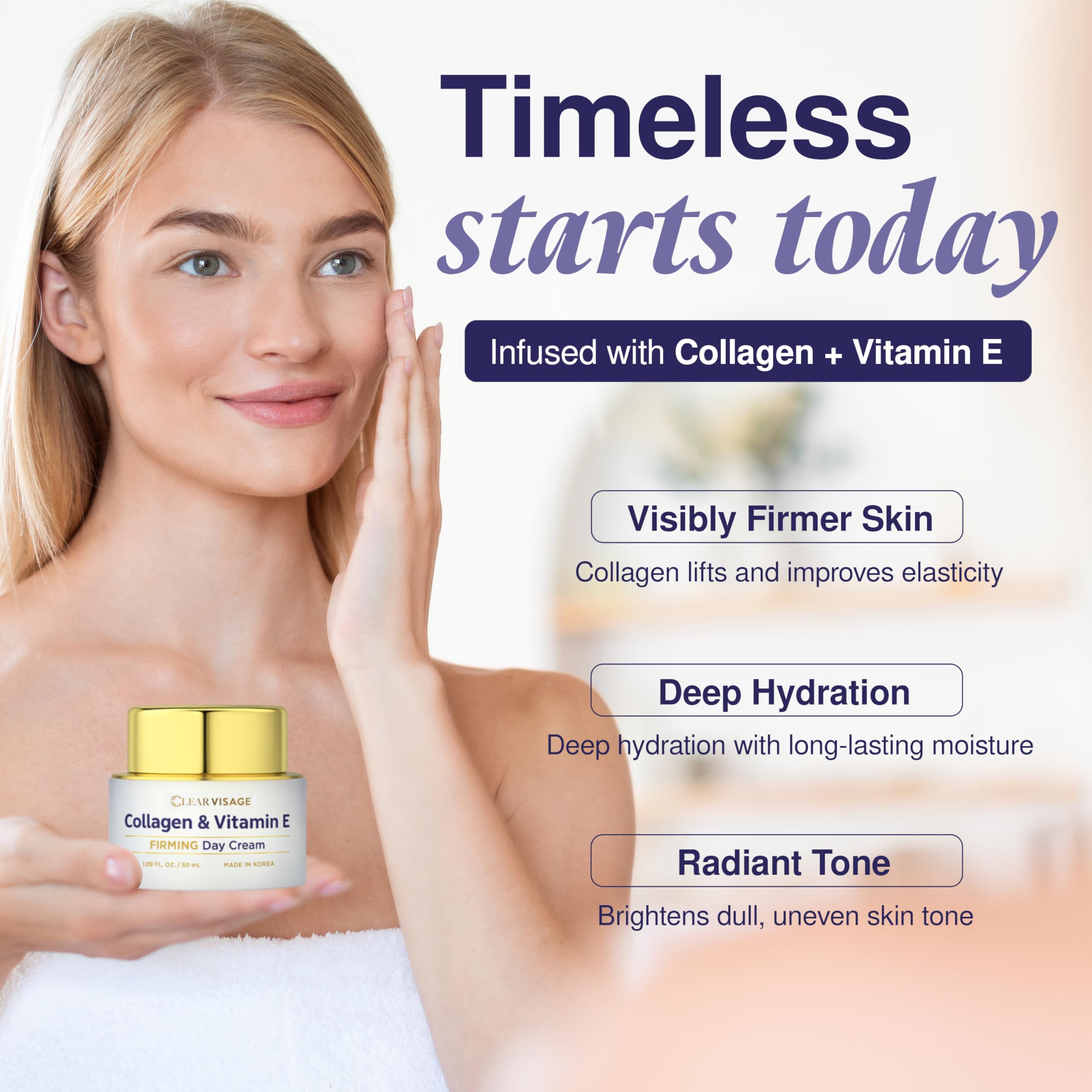 Clear Visage vegan and cruelty-free label on clean K-beauty moisturizer