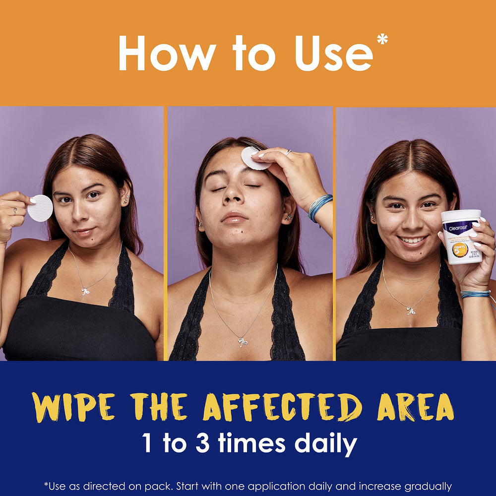 Clearasil Stubborn Acne Control 5in1 pad in use on the cheek.