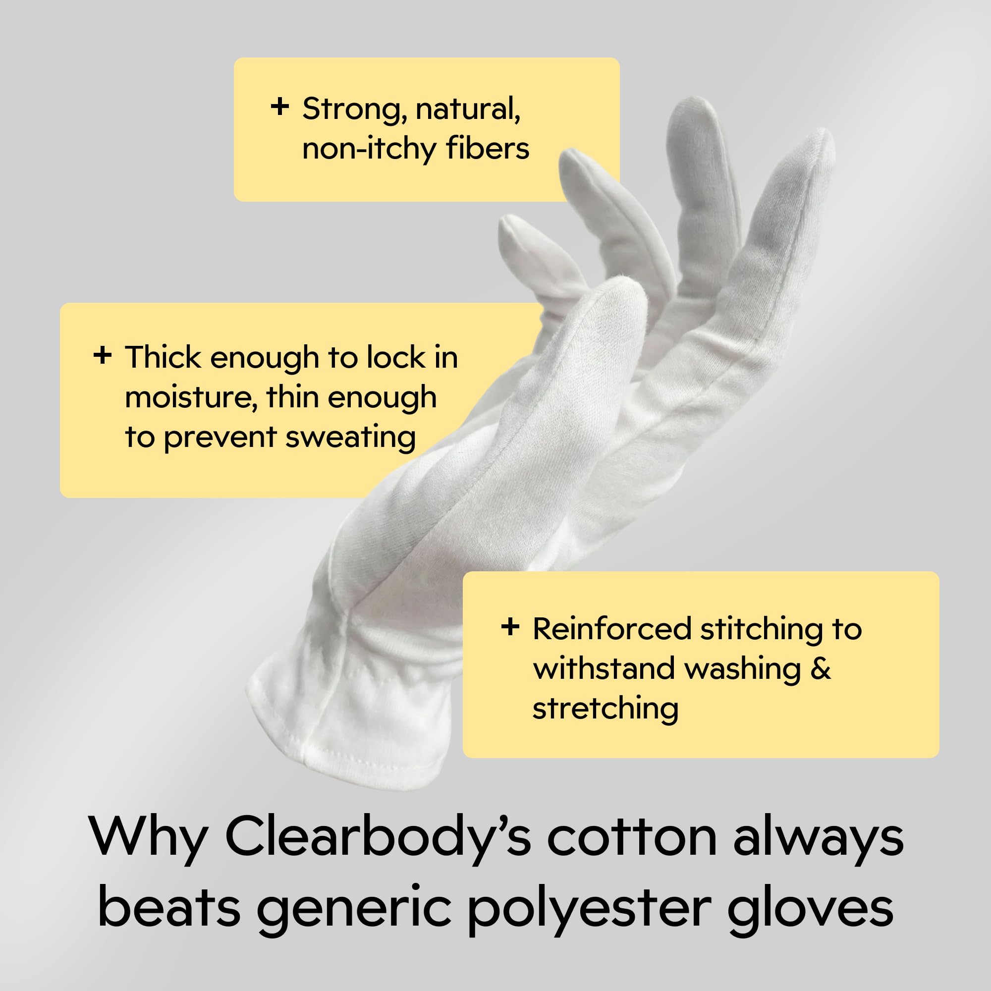 Nighttime routine with Clearbody Organics gloves supports overnight hydration.
