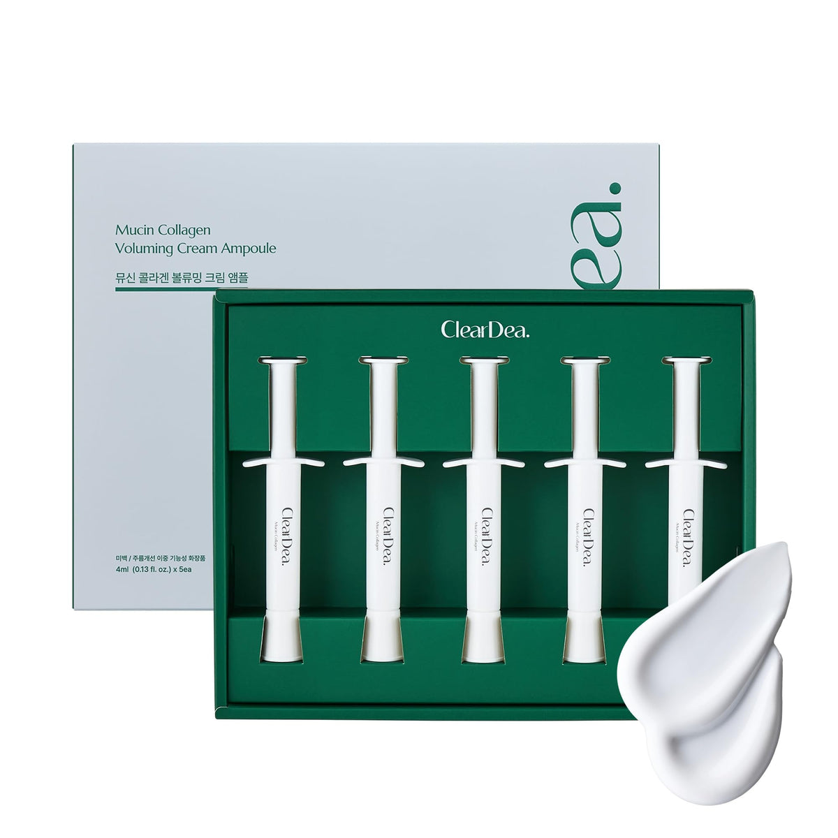 ClearDea Mucin Collagen Voluming Ampoule bottle for daily hydrating skincare.