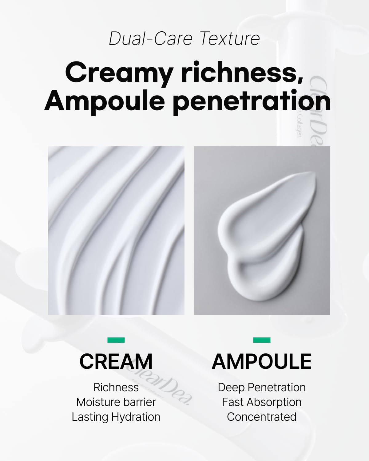 ClearDea ingredients include panthenol, niacinamide, and peptides supporting resilience.