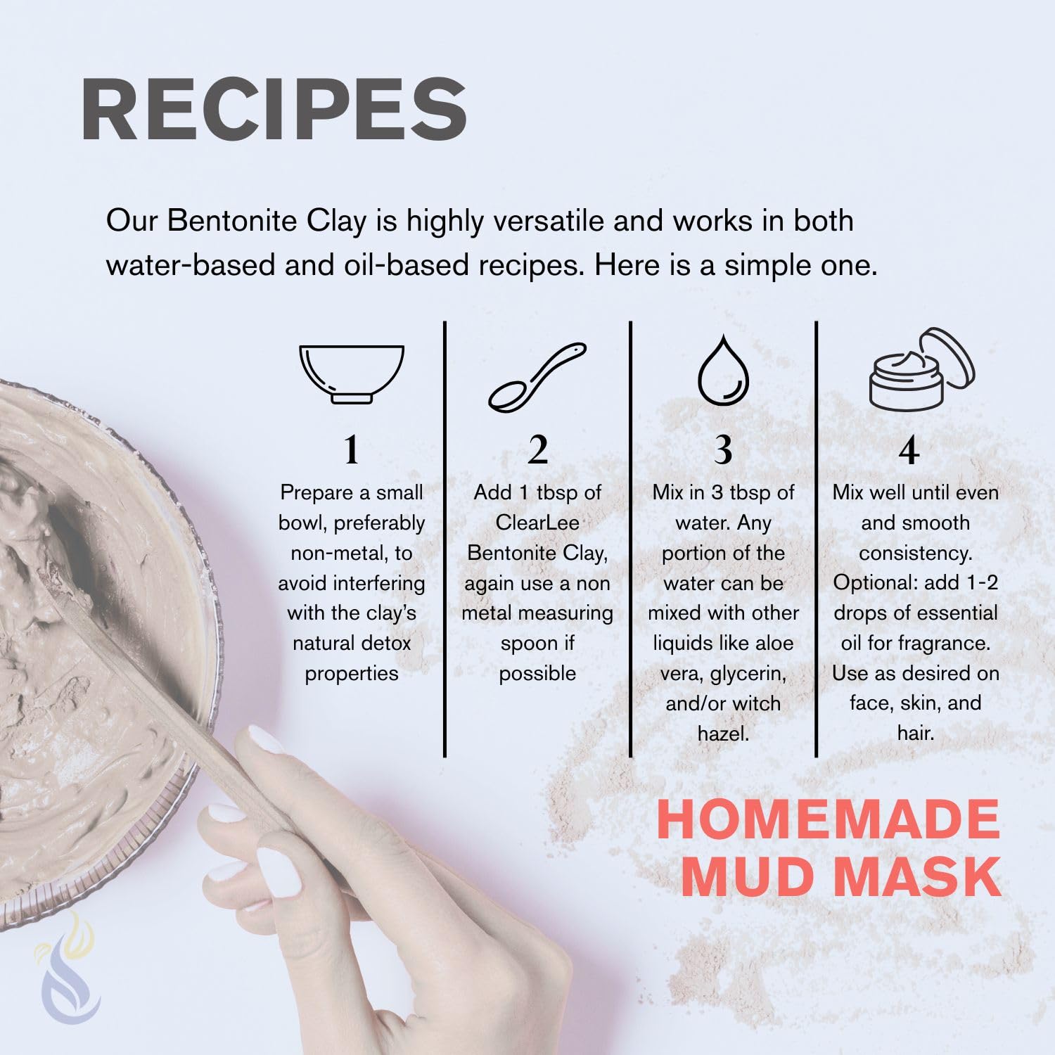 Spa-at-home setup using ClearLee clay powder for cleansing rituals.