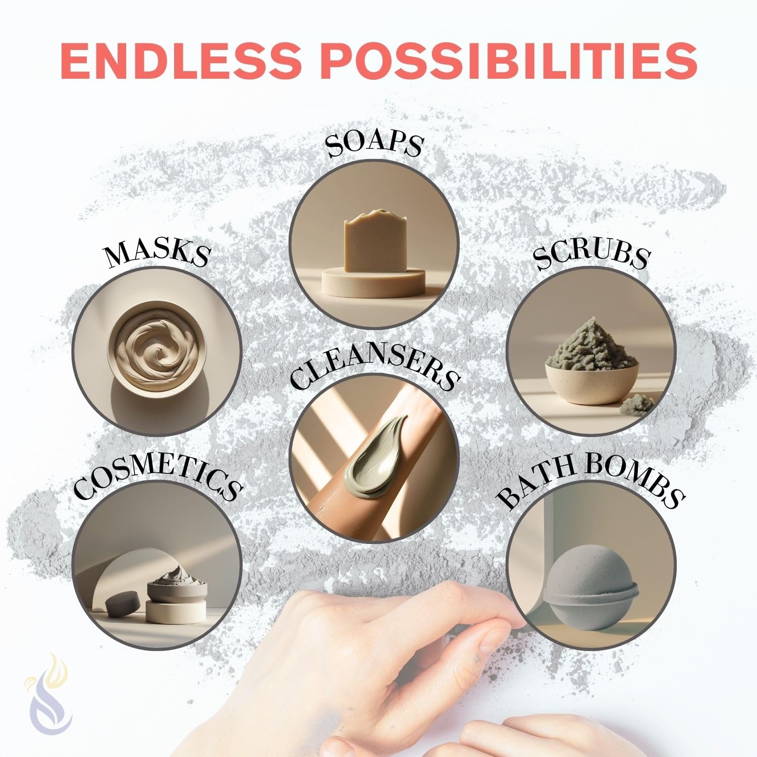 Close-up of ClearLee clay powder texture showing ultra-fine particles.