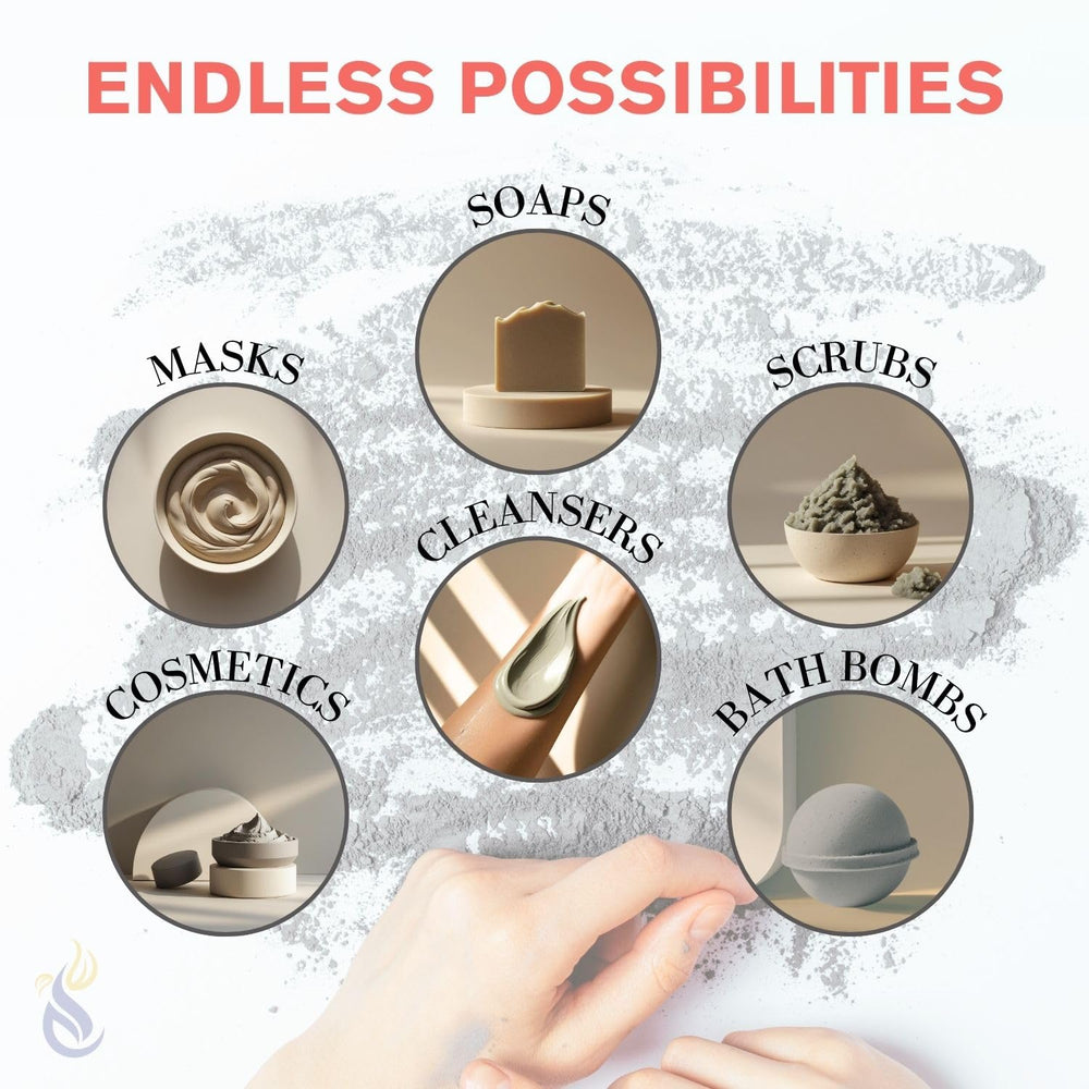 Close-up of ClearLee clay powder texture showing ultra-fine particles.