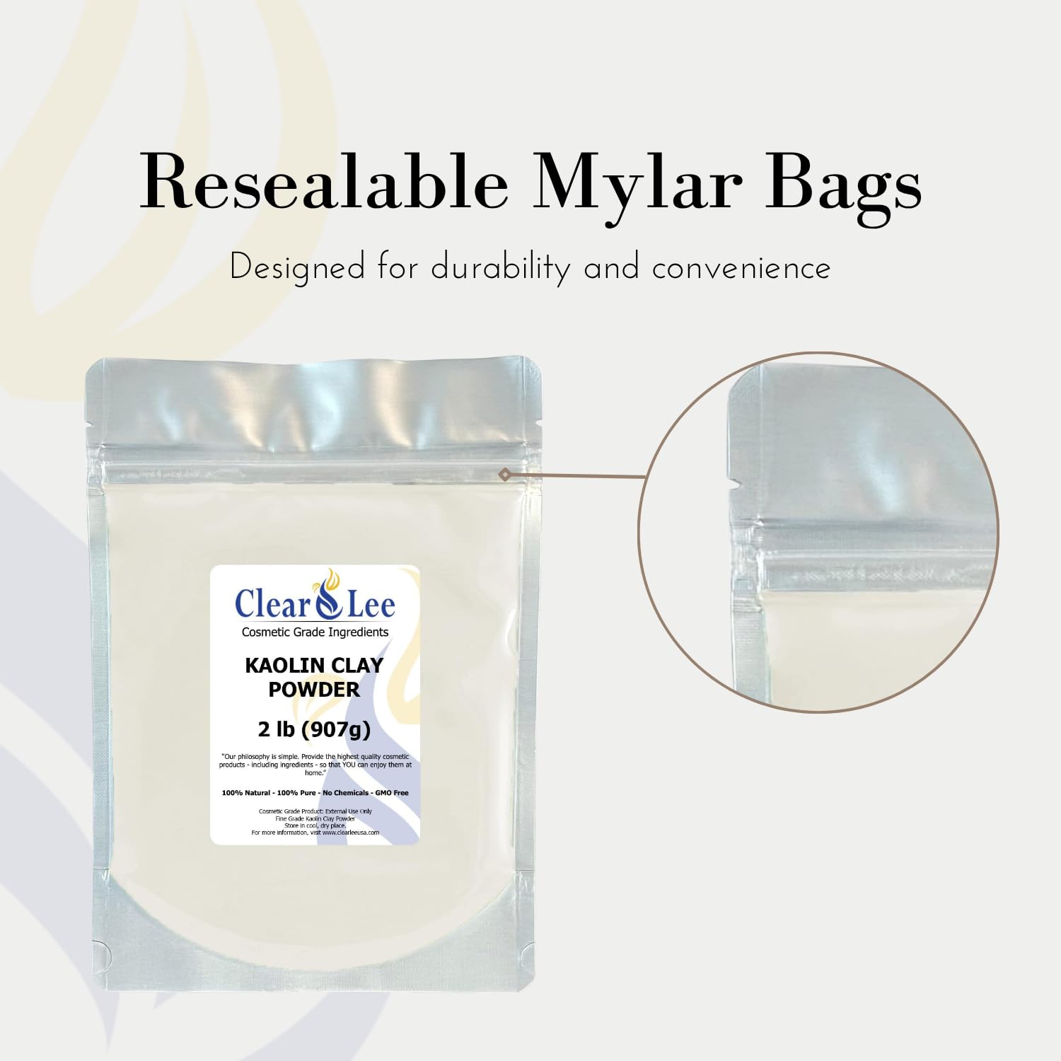 ClearLee Kaolin clay powder absorbing oil while keeping skin moisturized.