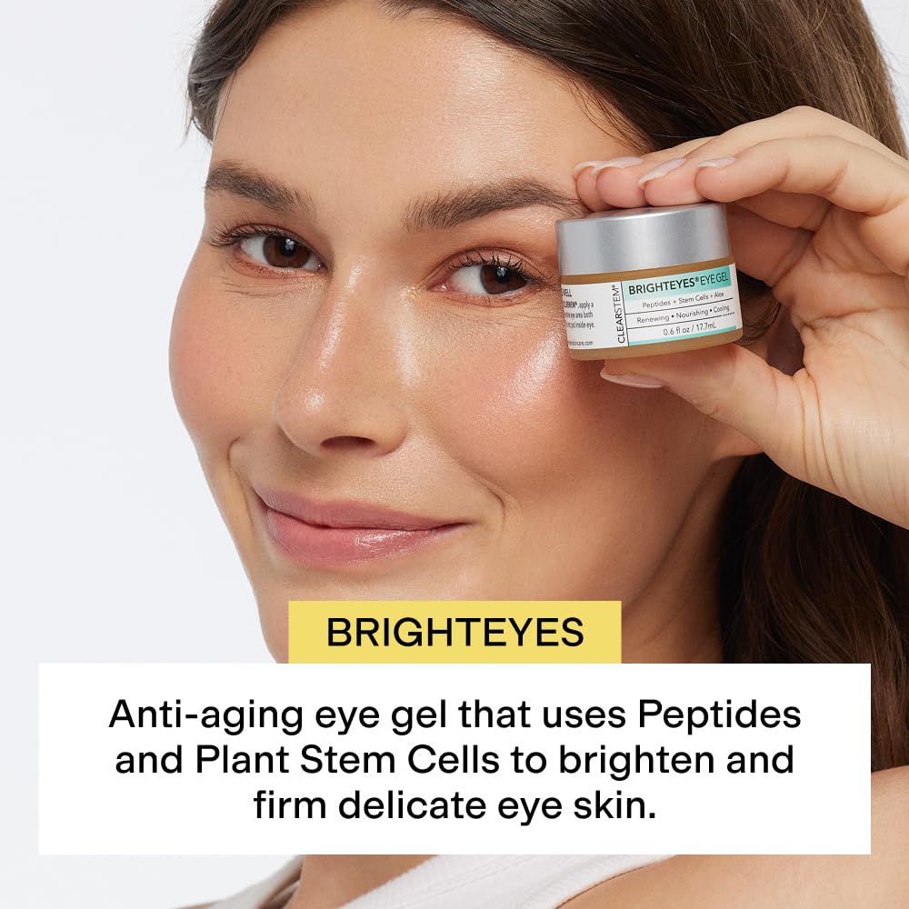Close-up of CLEARSTEM BrightEYES eye gel texture on skin for smooth application