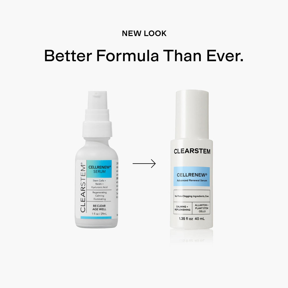 CLEARSTEM CELLRENEW hyaluronic-acid-boost highlights hydration for plump, youthful skin.