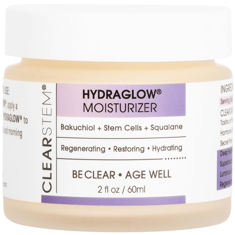 CLEARSTEM Hydraglow cream jar closeup highlighting rich hydration for luminous skin.