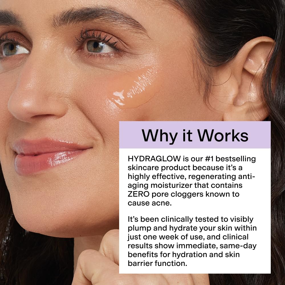 CLEARSTEM Hydraglow glow after application shows radiant, healthy-looking skin.