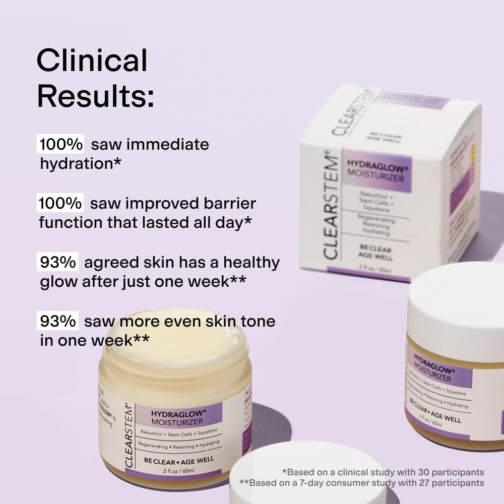 CLEARSTEM Hydraglow texture close-up emphasizes creamy consistency and ease of spreading.