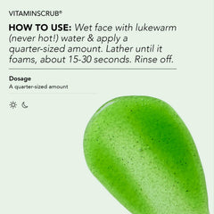 CLEARSTEM VitaminScrub application on skin demonstrates face and body use