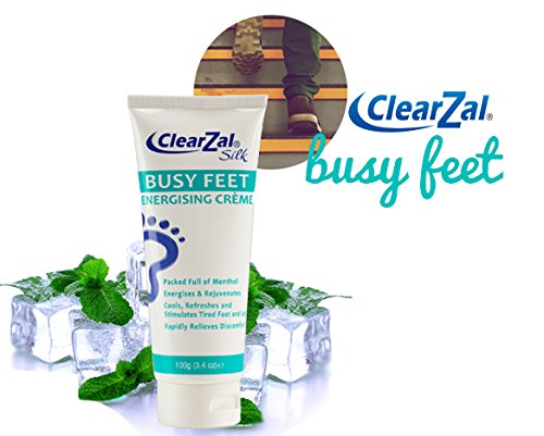 Clearzal Busy Feet packaging front highlighting convenient 3.4 oz tube.