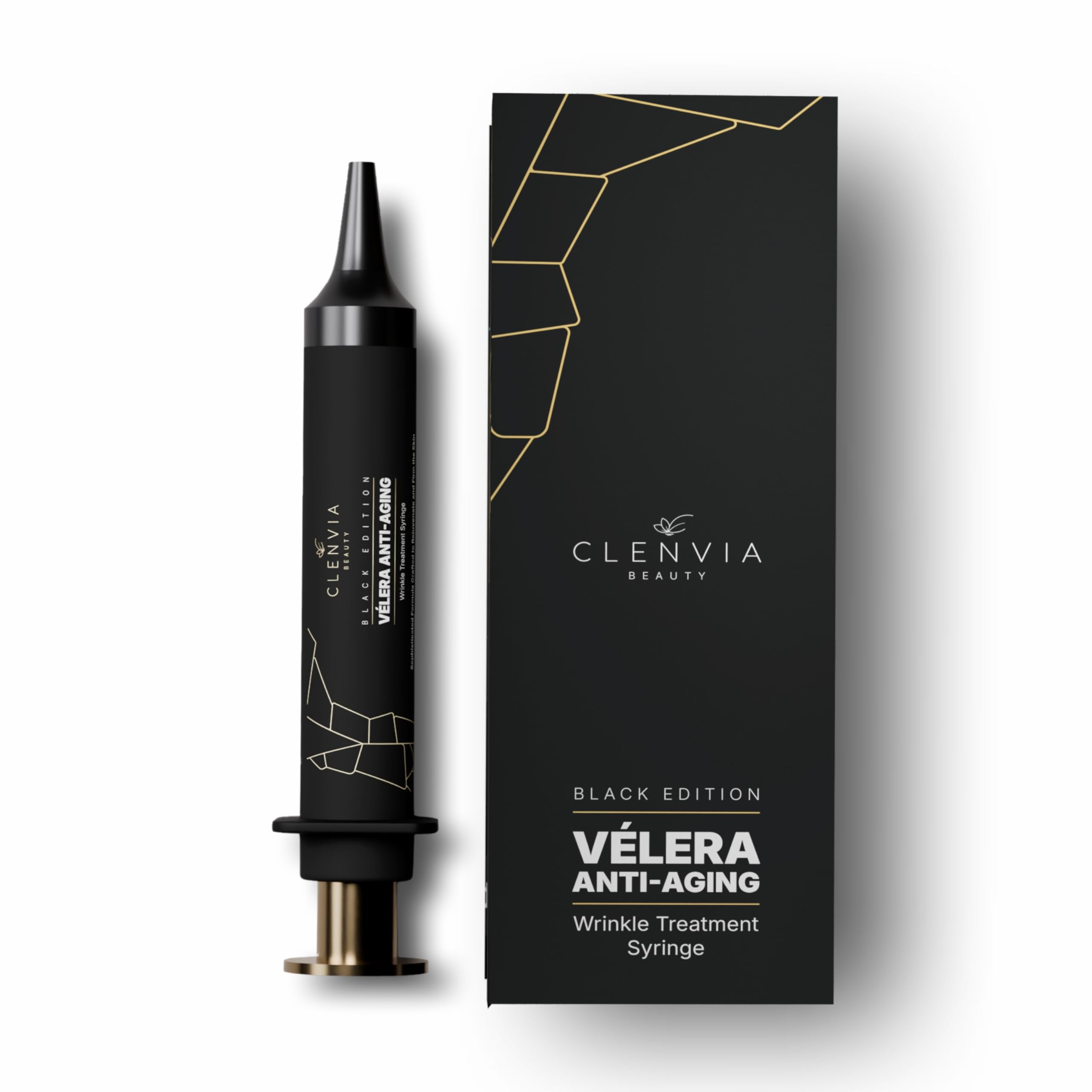 Clenvia Vélera wrinkle syringe with precision applicator for targeted smoothing of fine lines