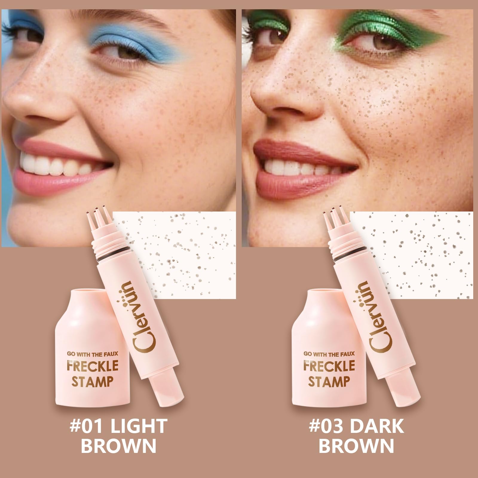 CLERVUN Freckle Stamp face application demonstrates quick touch-ups.