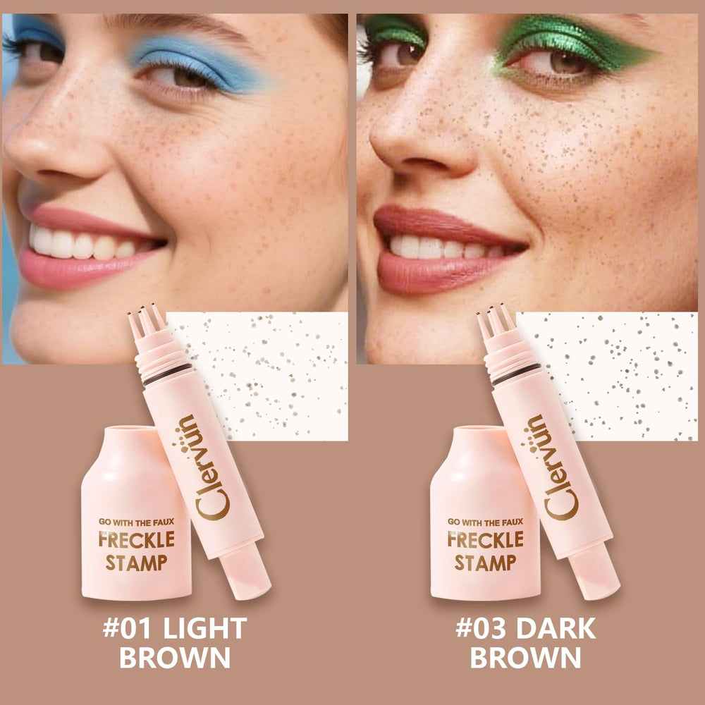 CLERVUN Freckle Stamp face application demonstrates quick touch-ups.