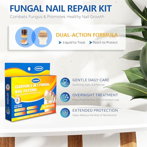 CLERVUN Fungus Nail Patches applying on toenail for nightly use