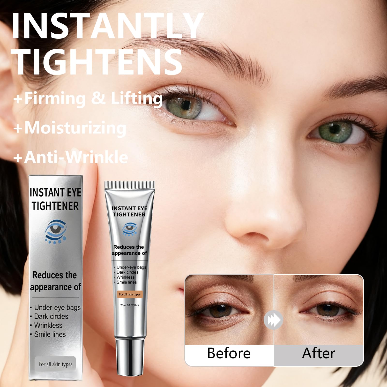 CLERVUN Instant Under Eye Lift Serum finish appears smooth and non-flaking on skin.