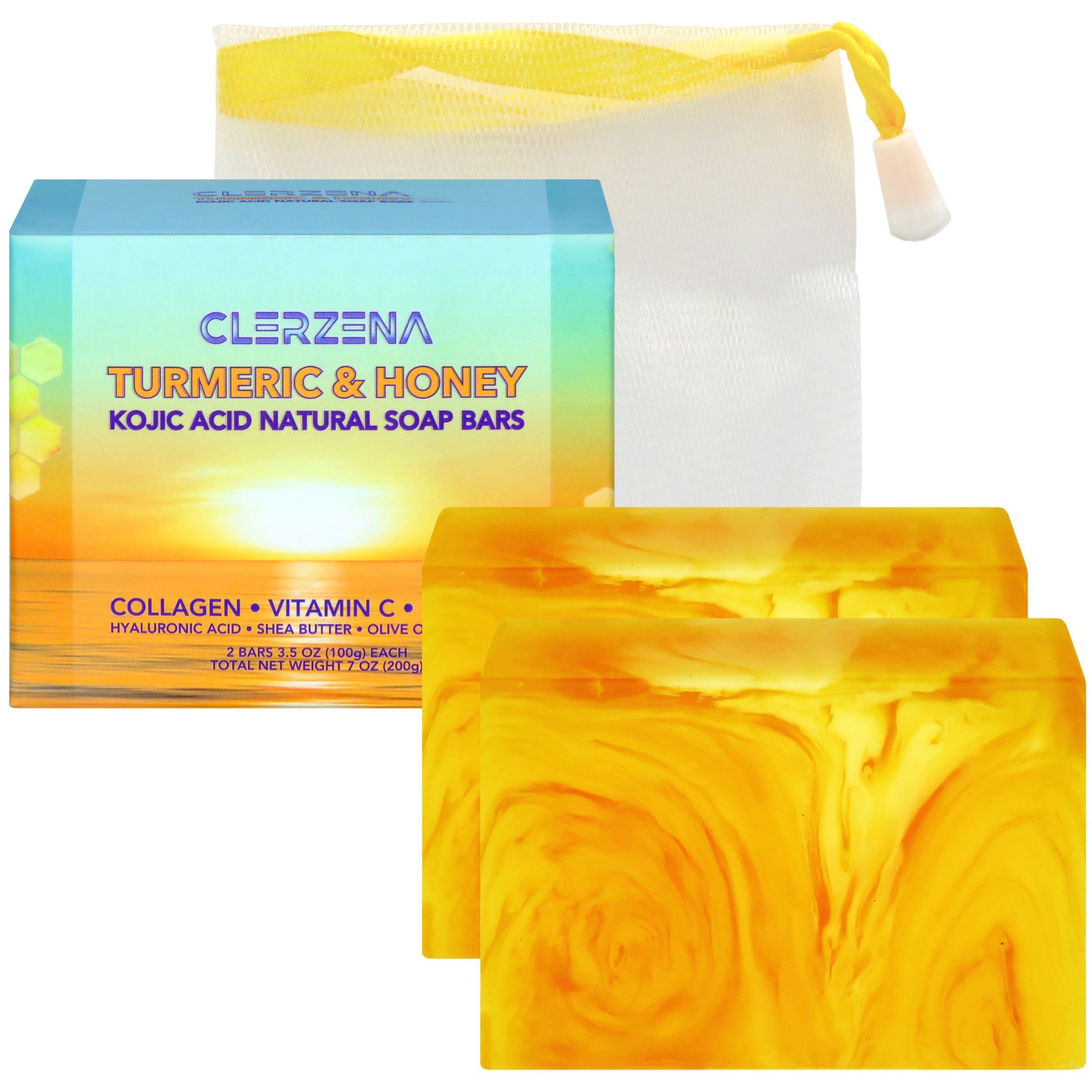 Clerzena Gift-ready Turmeric Honey Soap Packaging communicates a thoughtful skincare gift.
