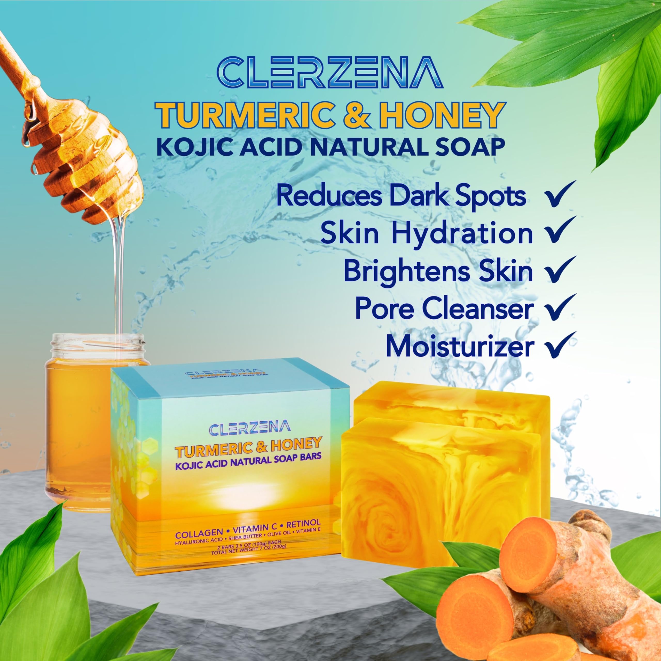 Clerzena Honey Kojic Turmeric Soap Bar lather demonstrates cleansing feel for daily use.