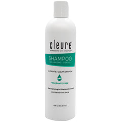 Cleure hypoallergenic volumizing shampoo bottle front, fragrance-free formula for sensitive skin.