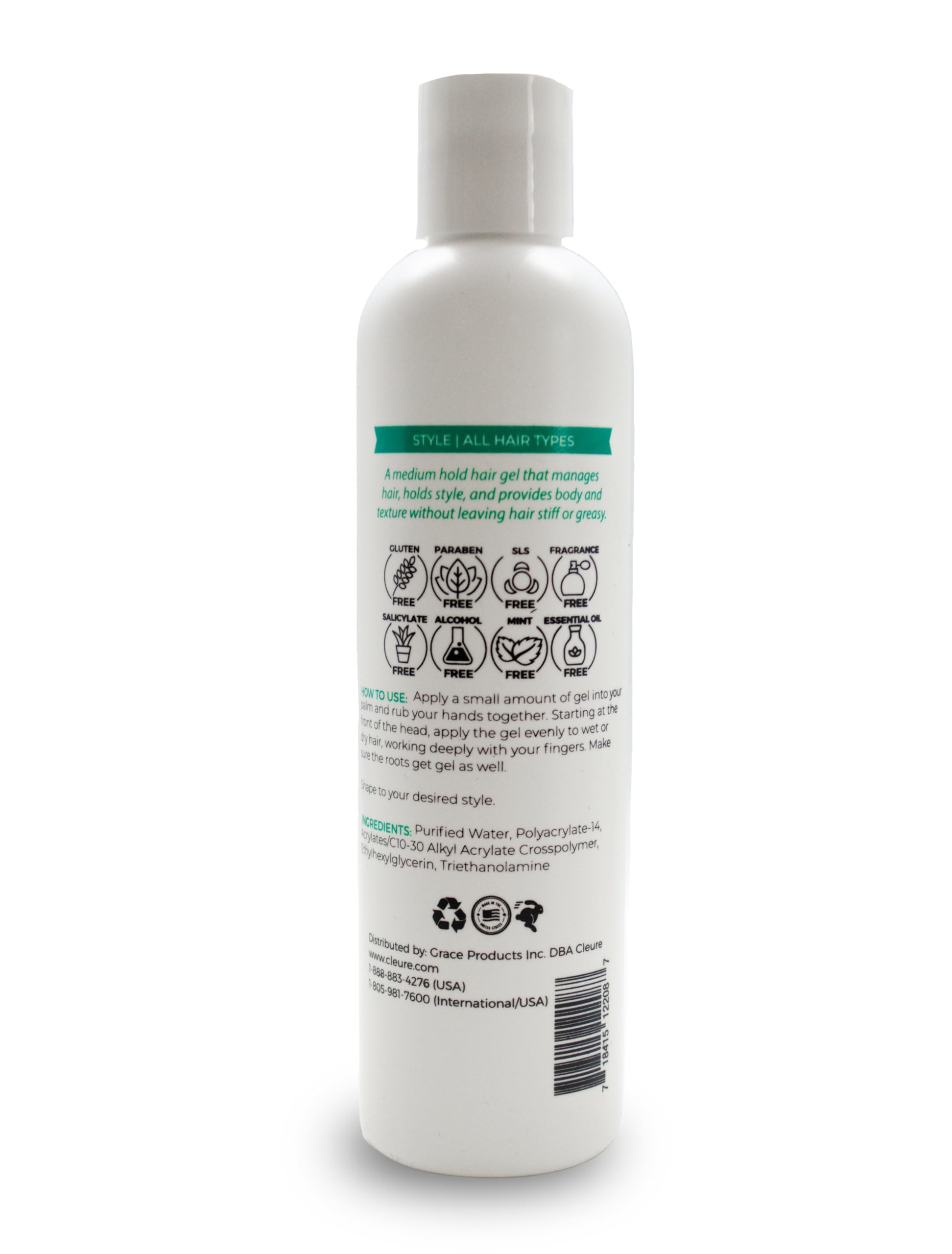 Cleure gel being rubbed in hands for easy, even distribution and medium hold.