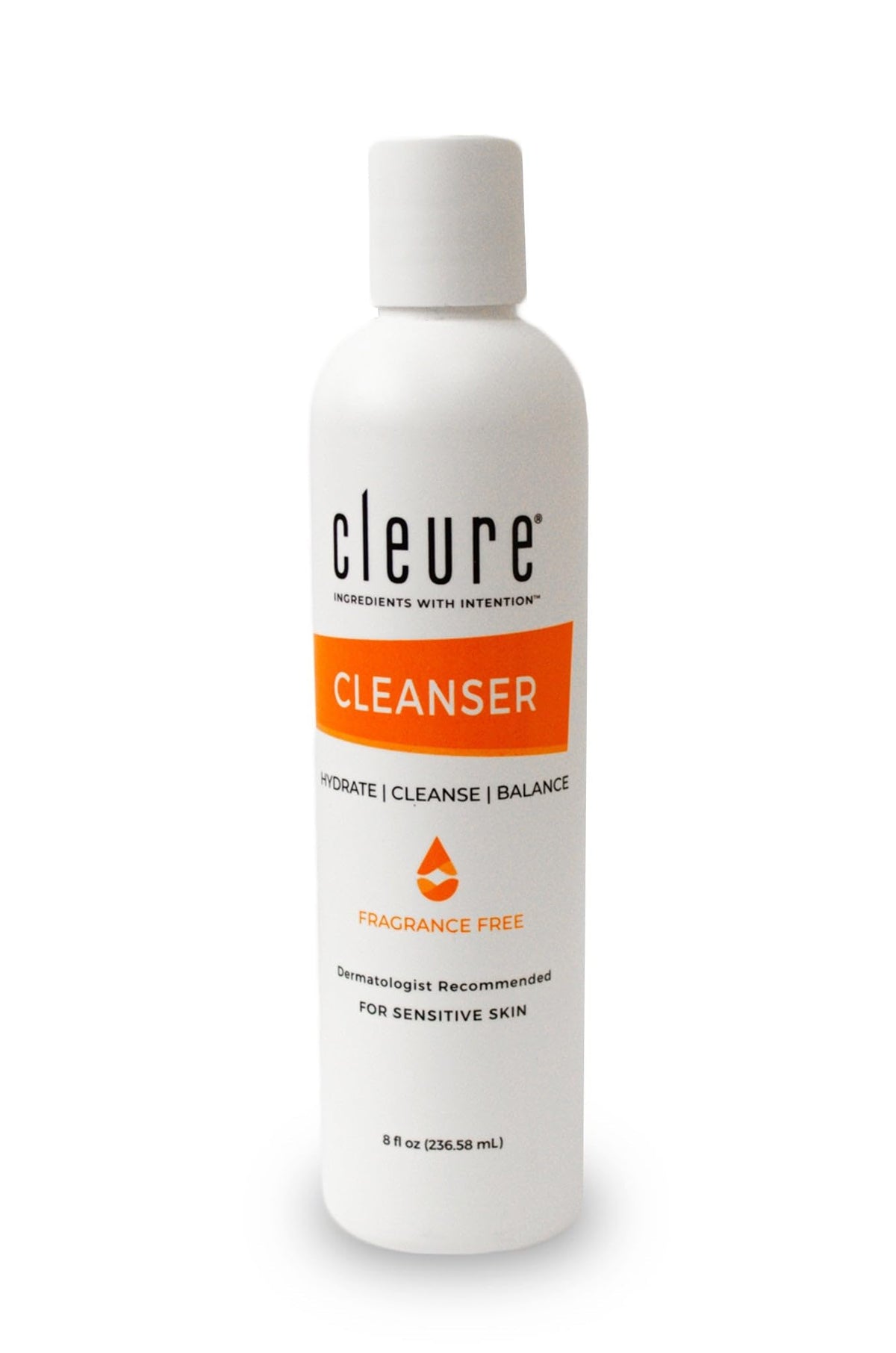 Cleure Lotion Cleanser bottle with pour spout for gentle daily cleansing.