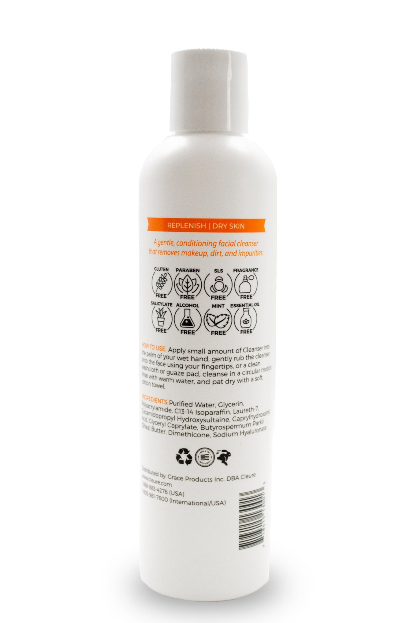 Cleure Lotion Cleanser cream texture on skin signaling rich hydration.