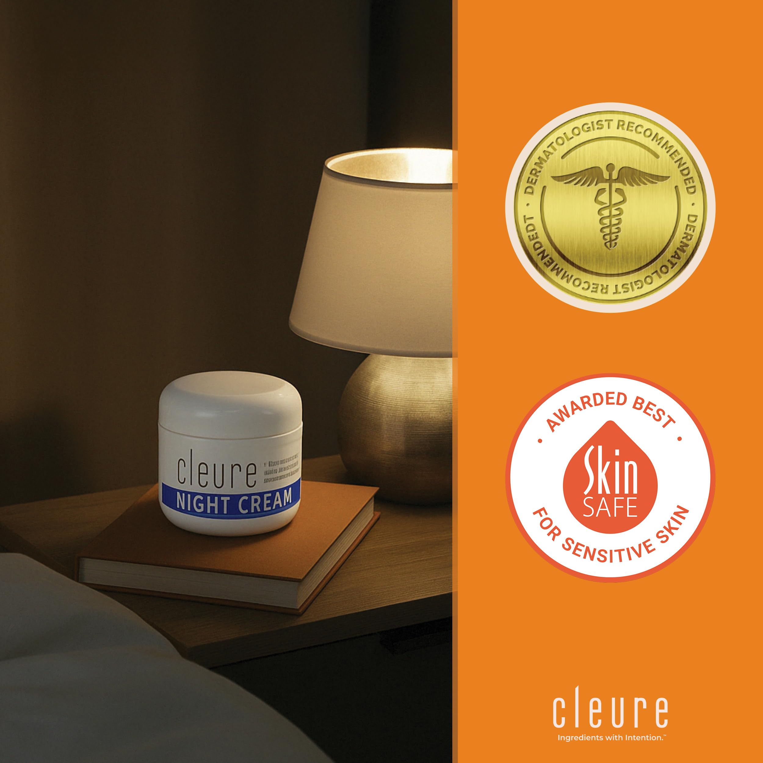 Cleure non-comedogenic-skin closeup shows calm, clear complexion.