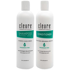 Cleure volumizing shampoo bottle ready for a gentle, weightless cleanse