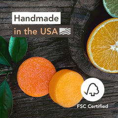 Clever Yoga Wave shampoo bar closeup texture highlights gentle cleansing with citrus notes.