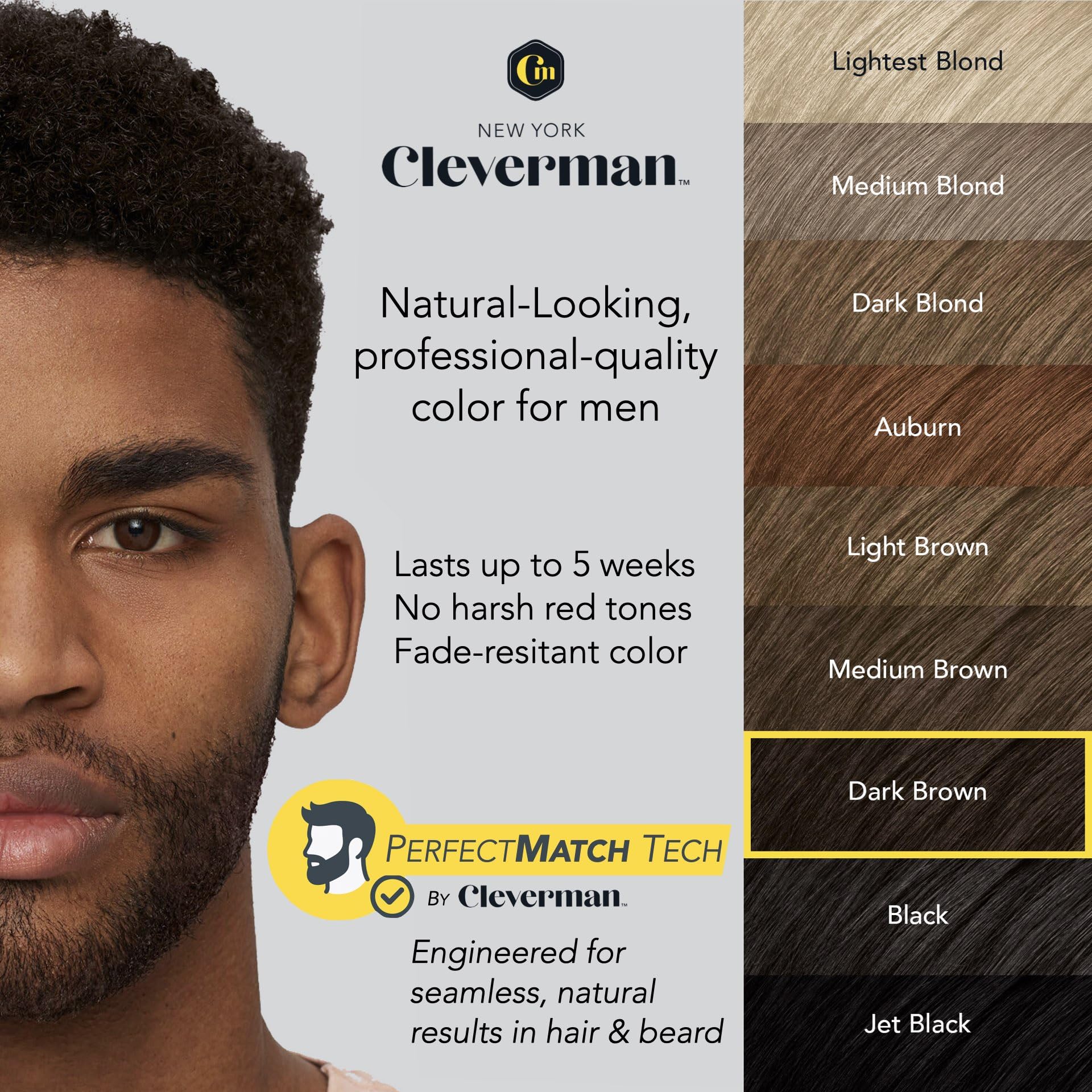 CLEVERMAN dye brush shown for accurate beard and hair application.