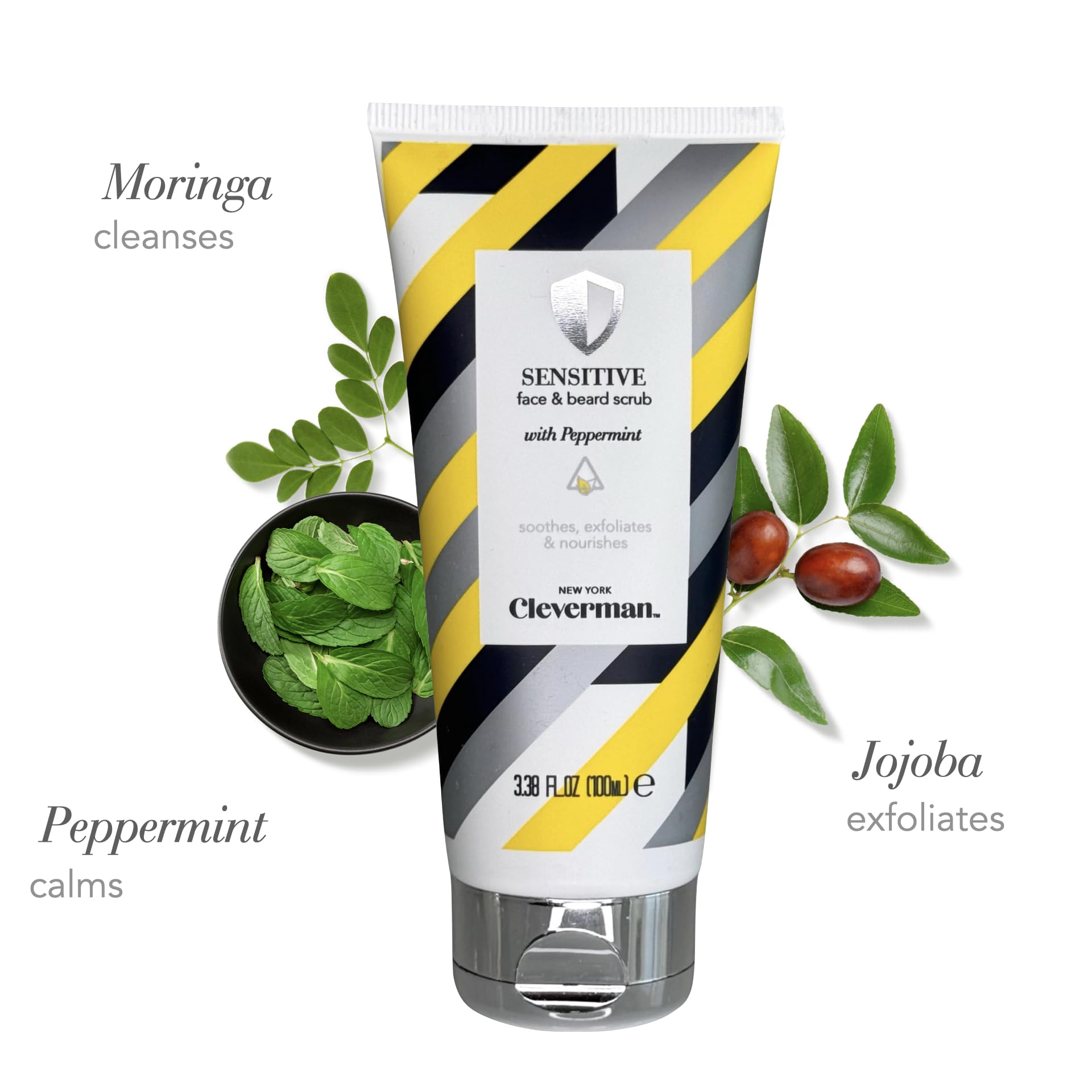Cleverman jojoba exfoliation texture shot emphasizes gentle scrubbing