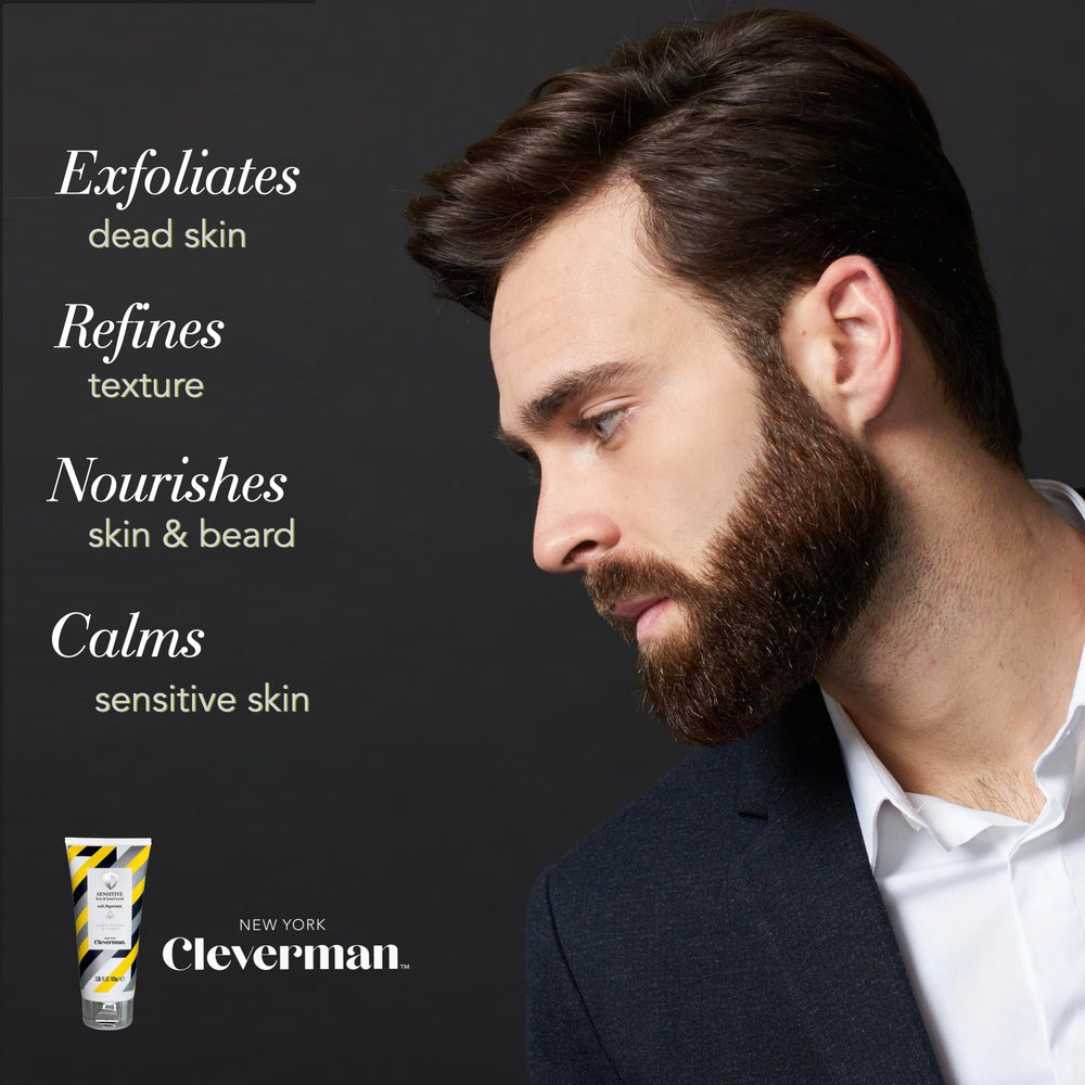 Cleverman peppermint exfoliation close-up highlights soothing properties