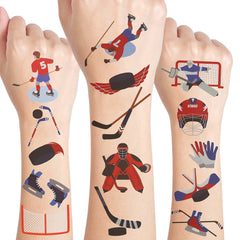 Cleverplay ice hockey temporary tattoos sheet, durable and kid-friendly party décor.