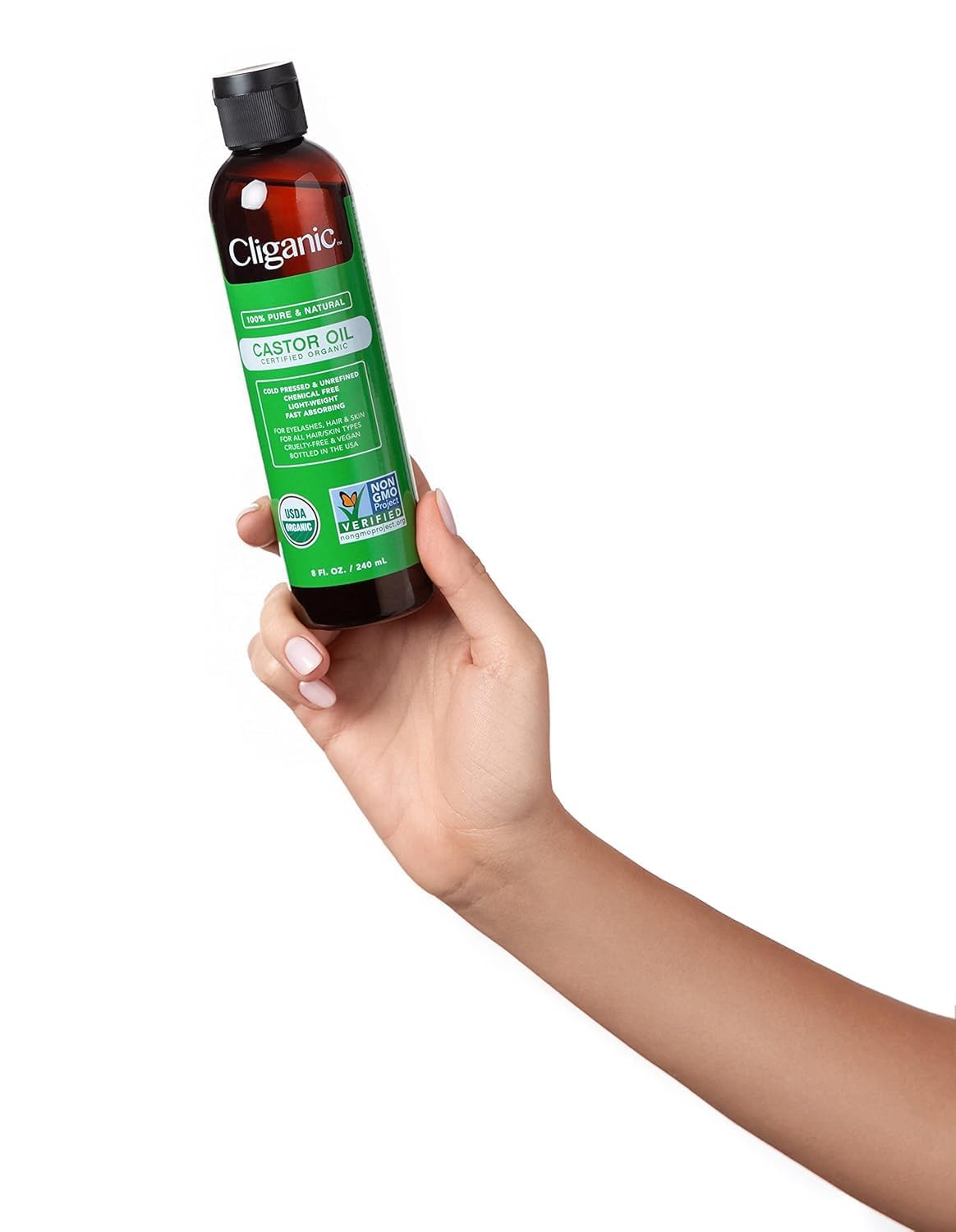 Cliganic Castor Oil empty vials for clean, reusable storage.