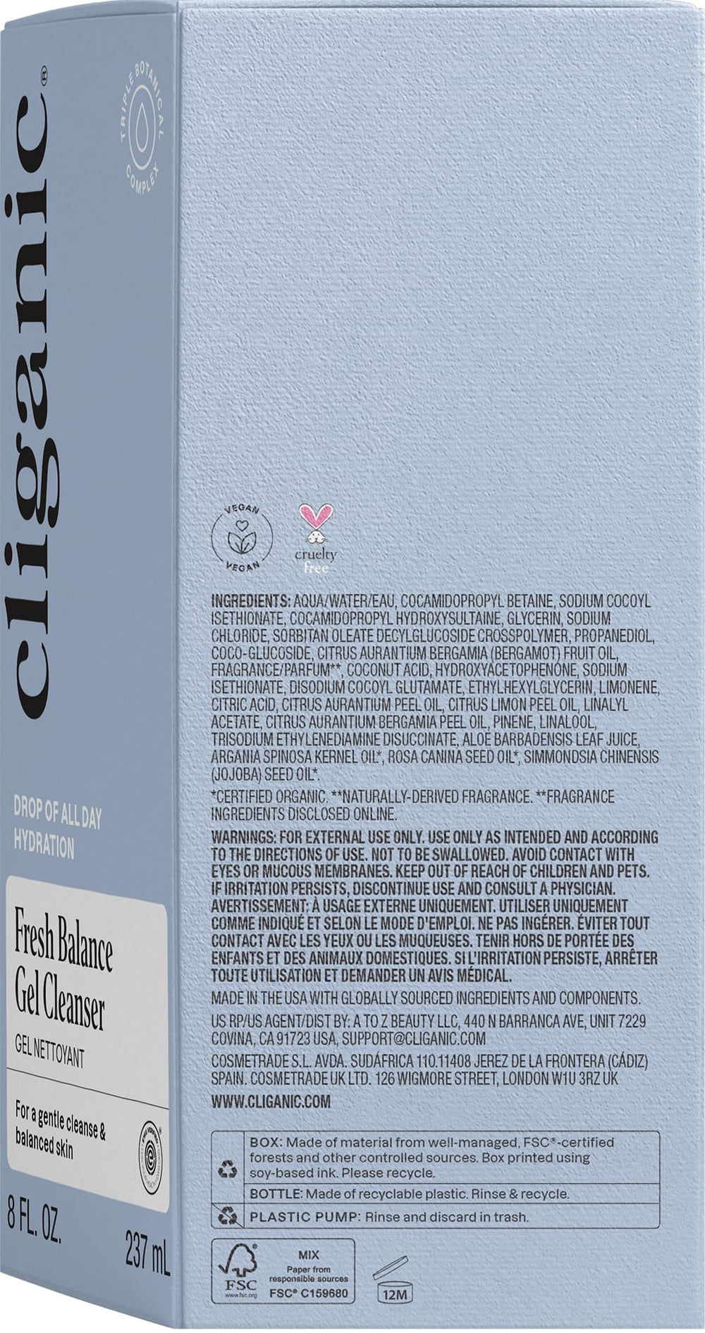 Cliganic Hydrating Gel Cleanser rosehip oil closeup communicates skin-plumping nourishment.